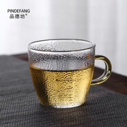 品德坊錘紋家用玻璃杯子透明辦公室喝水杯帶把綠茶杯大容量批發(fā)冷 錘紋把杯1只 101-200ml