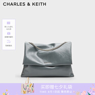 CHARLES&KEITH大容量純色鏈條郵差包單肩腋下包包女包婚包七夕禮物CK2-20271514 Grey灰色 大包