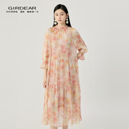 哥弟（GIRDEAR）女裝2025新款法式浪漫木耳領(lǐng)中袖印花連衣裙150008 印花粉 M (3)