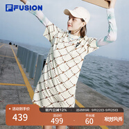 FILA斐樂(lè)官方女子針織連衣裙 夏季寬松舒適時(shí)尚簡(jiǎn)約裙子商場(chǎng)同款 仿古白-IV L (170) 88A