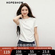 紅袖百搭顯瘦短袖T恤春季2025新款女裝字母主題印花正肩圓領(lǐng)簡(jiǎn)約上衣 本白001 M