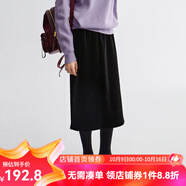 雲(yún)上生活女裝秋冬黑色半身裙氣質(zhì)寬松復(fù)古燈芯絨條絨半身裙Q6936F 黑色 S