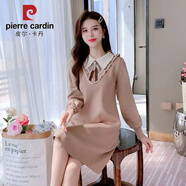 皮爾卡丹針織連衣裙女2025秋冬新款氣質(zhì)裙子淑女娃娃領(lǐng)顯瘦長(cháng)袖毛衣裙 駝色 S