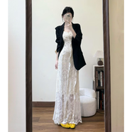 阿瑪施 AMASS哥弟適用搭配一整套夏季感氣質(zhì)顯瘦西裝外套蕾絲吊帶連衣裙兩件套 外套+裙子【早春連衣裙/連身裙/覆古藝術(shù)生穿搭/女 S 推薦85-95斤
