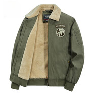 芭黎公雞羊羔絨夾克男保暖加絨加厚棉服2025冬季休閑百搭外套 軍綠色 M