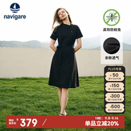 Navigare意大利小帆船女士短袖Polo裙休閑連衣裙2322874503 暗夜黑 L 