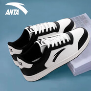 安踏（ANTA）板鞋男鞋低幫秋季2025新款小白鞋休閑青少年薄底輕便運(yùn)動(dòng)鞋子 【送襪】-6黑/象牙白 39