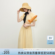 范思藍恩黃色法式溫柔收腰顯瘦連衣裙2025夏新款減齡短袖長裙2195 黃色 S