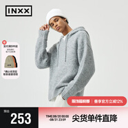 英克斯（inxx）Standby 潮牌連帽毛衣男oversize慵懶針織衫套頭帽衫連帽針織衫 灰色 XL
