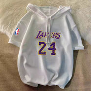 比肆羊球星 夏季連帽短袖T恤日系寬松帶帽半袖ins簡(jiǎn)約帽衫學(xué)生衛衣 23號 黑色五分袖連帽 S 建議60-80斤