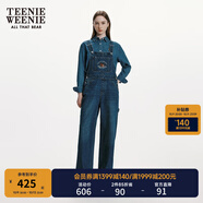 Teenie Weenie小熊女裝春裝休閑棉質(zhì)舒適牛仔褲背帶褲女士長褲 深藍色 L (170)