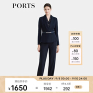 PORTS寶姿女裝2024早秋新款經(jīng)典丈青藍(lán)挺括質(zhì)感小腳休閑 丈青 L (8)