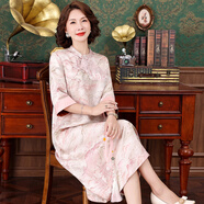 羞致高檔提花刺繡改良旗袍大牌真絲桑蠶絲連衣裙女2025年秋季新款長(zhǎng)裙 圖片色 XL 120斤以內(nèi)穿