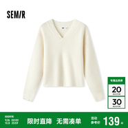 森馬（Semir）毛衣女冬季短款含羊毛破洞V領(lǐng)毛衫辣妹個(gè)性ins小個(gè)子101724107032