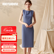 ROEYSHOUSE羅衣知性O(shè)L無(wú)袖連衣裙女夏裝新款純色修身顯瘦中長(zhǎng)裙子01790 霧藍(lán)色（加長(zhǎng)款） S