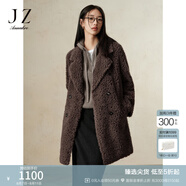 玖姿·安娜蔻慵懶松弛感老錢(qián)風(fēng)顆粒羊毛皮草中長(cháng)大衣女2024冬款 咖啡 M