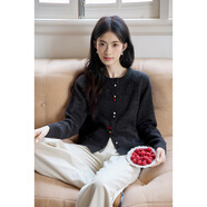 彌古長(cháng)袖灰色針織衫上衣女2025新款春秋外穿圓領(lǐng)開(kāi)衫法式毛衣外套 月棲檐（深灰色） 均碼