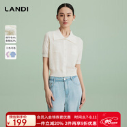 藍(lán)地（LANDI）設(shè)計(jì)感精致氣質(zhì)Polo領(lǐng)針織衫女短袖開衫上衣夏新款 乳白色 M