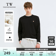 Teenie Weenie Men小熊男裝簡(jiǎn)約風(fēng)長(zhǎng)袖T恤秋冬純色休閑寬松打底衫 黑色 M 170