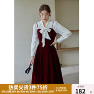獨束大碼女裝絲絨吊帶連衣裙女冬裝新款胖mm法式氣質(zhì)背帶裙顯瘦 紅色 M