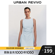 UR2025春季新款女摩登氣質(zhì)褶皺收腰顯瘦無袖連衣裙UYY750030 淡藍 L
