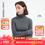 朗姿【秀款 明星同款】純羊毛無縫針織衫上衣內(nèi)搭打底衫曠野美拉德女 深灰色 XL