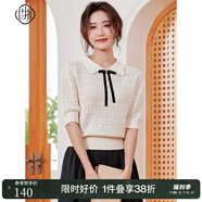 固執(zhí)（OBSTINATE）夏季新款蝴蝶結(jié)娃娃領(lǐng)短袖針織衫毛衣女80131MY07950 杏色 160/80A/S