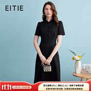 愛特愛（EITIE）新中式對襟珍珠盤扣收腰顯瘦連衣裙夏季新款高端女裝B2407306 極簡黑20 2XL 175