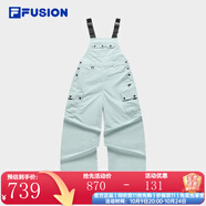 FILA FUSION斐樂(lè )潮牌梭織背帶褲女新款時(shí)尚休閑寬松工裝褲褲子 質(zhì)藍色-LB L 170/70A