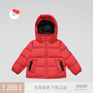 保姆鵝 兒童羽絨服寶寶加厚白鴨絨外套男童女童保暖防風(fēng)冬裝 新年紅 120