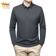 金盾（KIN DON）金盾長(cháng)袖polo衫男2025年秋季新款中年商務(wù)休閑潮流男士翻領(lǐng)T恤 瓦灰色 M