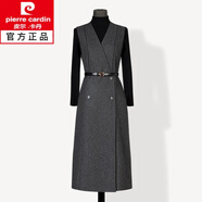皮爾卡丹（pierre cardin）灰色毛呢連衣裙女秋冬2025新款一整套馬甲套裝裙套裝羊毛背心裙女 深灰色背心裙+黑色毛衣 配腰帶 2XL 129-142斤