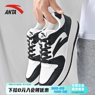 安踏（ANTA）板鞋男夏季新款透氣低幫經(jīng)典厚底小白鞋輕便百搭休閑運(yùn)動(dòng)鞋子男款 白黑色【元年板鞋】 39
