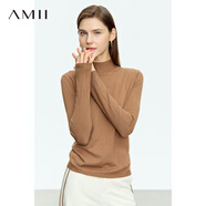 AMII2025秋冬簡潔通勤基礎款百搭半高領修身毛衣女顯瘦長袖12363002 咖色 2XL