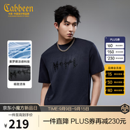 卡賓（CABBEEN）【205G索羅娜涼感平紋】短袖男士T恤洗水設計短袖T恤男裝 煤黑色01 XL /180/52