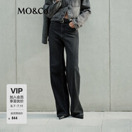 MO&Co.2024秋新品中低腰寬松長直筒棉質(zhì)黑色牛仔褲