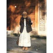 敲言巨好看的早秋一整套女2025新款高級感西裝外套上衣裙子三件套裝 西裝外套+針織上衣+半身裙 三件套 M 建議80-100斤