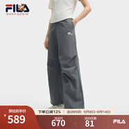 FILA斐樂褲子女子韓素希同款長(zhǎng)褲2025夏季新款小狐貍時(shí)尚休閑收口褲 綠木灰-DY XL 175/74A/XL