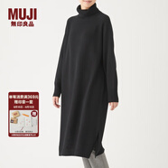 無(wú)印良品（MUJI）女式  天竺 高領(lǐng)連衣裙 女裝長(zhǎng)袖裙子冬季 W9AA875 黑色 M-L （165/88A）