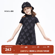 little MO&Co.童裝女童兩件裝短袖T恤牛仔裙連衣裙兒童裙子衣服大童 牛仔黑色 100 110/52