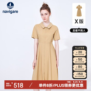 Navigare意大利小帆船女士短袖連衣裙收腰襯衫裙2322874502 砂 L 