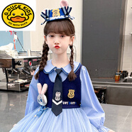 小黃鴨女童春秋連衣裙朱迪兔子警官cos服兒童春秋2025新款大童長(cháng)袖裙子 馬甲 【送模特同款兔子公仔】 160
