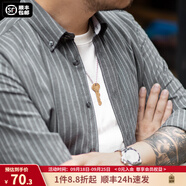馬登工裝美式復古磨毛豎條紋襯衫男翻領休閑長袖襯衣修身薄款上衣外套 錫灰色 XL