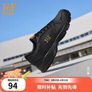 361°運(yùn)動(dòng)鞋男鞋秋季透氣網(wǎng)面跑鞋黑色通勤輕質(zhì)戶外慢跑步鞋七夕禮物 曜石黑/皇冠金【革面防潑水】 42