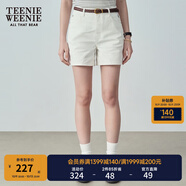 Teenie Weenie小熊女裝夏季簡(jiǎn)約時(shí)尚牛仔短褲時(shí)尚高腰褲子女韓版 白色 M (165)