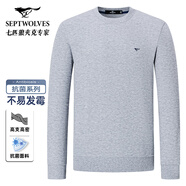 七匹狼（SEPTWOLVES）長(zhǎng)袖t恤男士秋季新品商務(wù)休閑中青年男裝圓領(lǐng)純色體恤衫男 005(淺灰) M （165/84A）