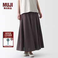 無(wú)印良品（MUJI） 女式 強捻 輕便長(cháng)裙 半身裙裙子半裙 夏季女 抽褶裙 BEK52C3S 棕色 L(165/70A)