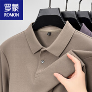 羅蒙（ROMON）POLO.衫男長袖春秋季新款商務(wù)休閑純色t恤男士中年純棉體恤衫 DM931173卡其 長.袖polo M 48 建議100-120斤