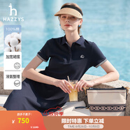哈吉斯（HAZZYS）女裝 夏季女士【PHIZ系列】寬松下擺POLO連衣裙女 藏青色NV (160/84A 38) M