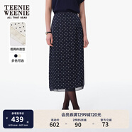 Teenie Weenie小熊半身裙女2025春夏新款復古摩登波點(diǎn)雪紡長(cháng)款半身裙女 藏青色 M